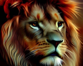 Lion Portrait Cross Stitch Pattern, Full Coverage (PDF Download)