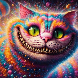 Cheshire cat art 2 cross stitch pattern, PDF instant download, full coverage, feline animal counted X stitch pattern, hand embroidery