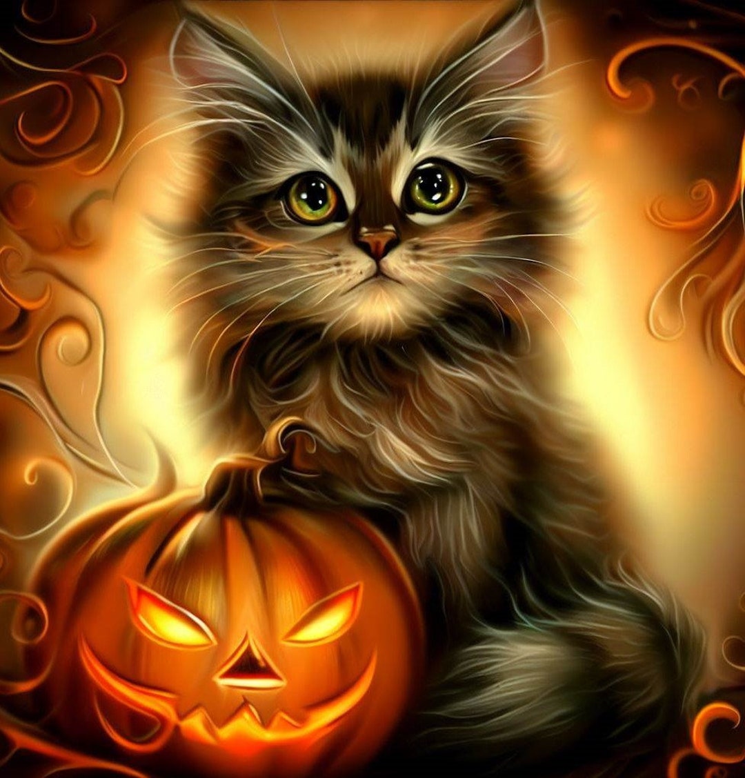 Cat and Pumpkin Cross Stitch Pattern, PDF Instant Download, Halloween ...