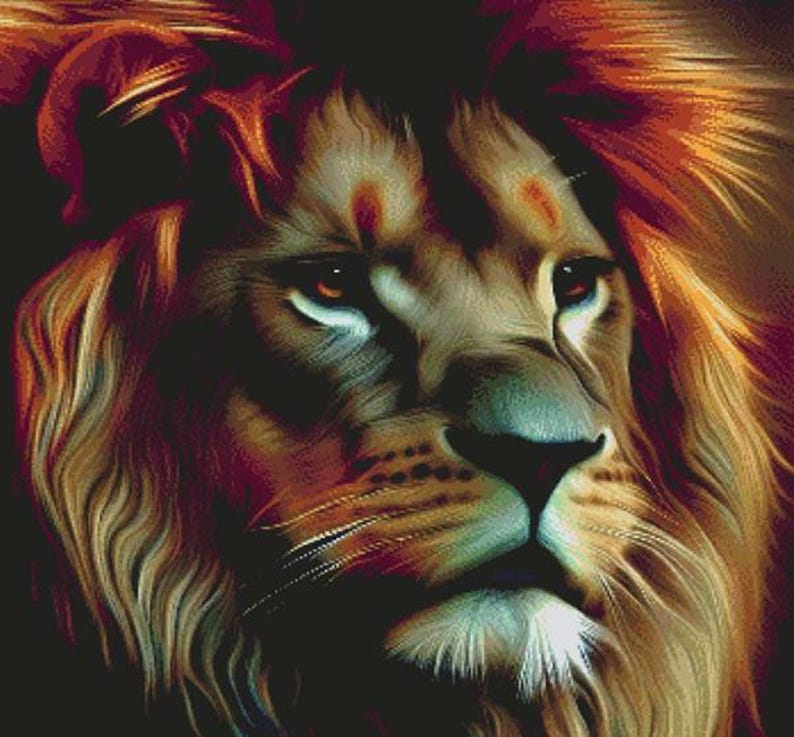 Lion Cross Stitch Pattern, PDF Instant Download, Full Coverage, Cat ...