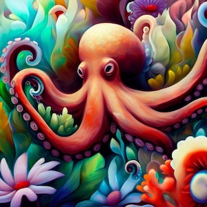 Octopus&#39;s Garden Cross Stitch Pattern, PDF Instant Download, Underwater, Sea, Aquatic, Ocean, Nature, Fun Cross Stitch, DMC Thread X Stitch