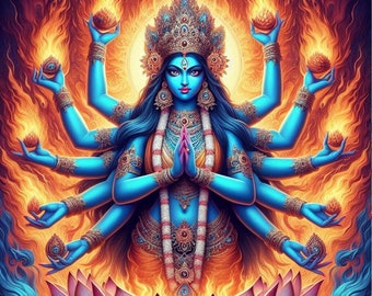 Kali Hindu Goddess of Time Change and Empowerment, PDF Instant Download, Full Coverage, Hinduism Mother Goddess Counted X Stitch Pattern