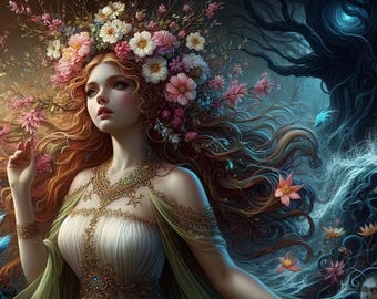 Persephone Greek Goddess of Spring, Agriculture and Queen of the Underworld Cross Stitch Pattern, Full Coverage, Counted X Stitch Pattern