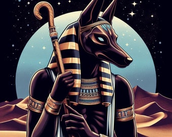 Anubis Dio egiziano Schema punto croce, PDF Download istantaneo, Underworld Canine Ancient Mythology X Stitch, Copertura completa, Ricamo a mano