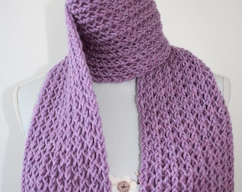 Purple Scarf, Hand Knitted