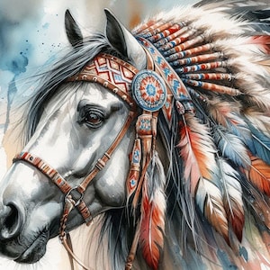 American Indian Horse cross stitch pattern, PDF instant download, full coverage, animal native counted X stitch pattern