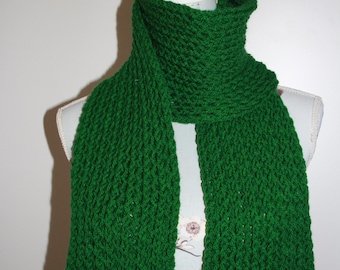 Green Scarf, Hand Knitted