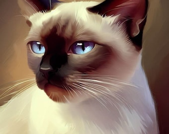 Schema punto croce gatto siamese, PDF download immediato, felino, animale domestico, animale, arte moderna, pittura punto croce