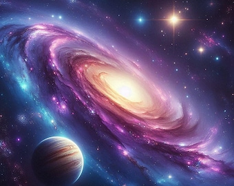 Schema punto croce Galassia di Andromeda, download immediato in PDF, copertura completa, cielo stelle spazio schema punto X contato