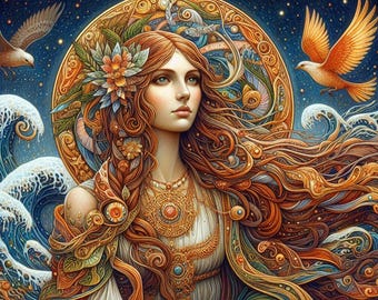 Brigid Celtic goddess Cross Stitch Pattern, PDF Instant Download, Full Coverage