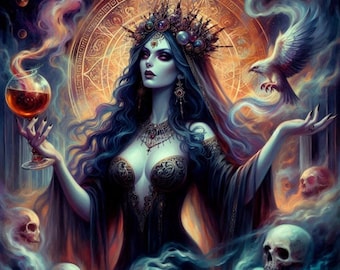 Hecate Greek Goddess of Witchcraft and Magic Cross Stitch Pattern, PDF Instant Download, Full Coverage, Deity Counted X Stitch Pattern