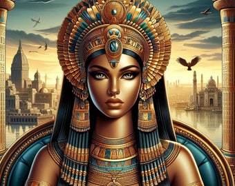 Patrón de punto de cruz de Cleopatra, reina de Egipto, descarga instantánea en PDF, cobertura completa, historia antigua de Alejandría, patrón de punto X contado