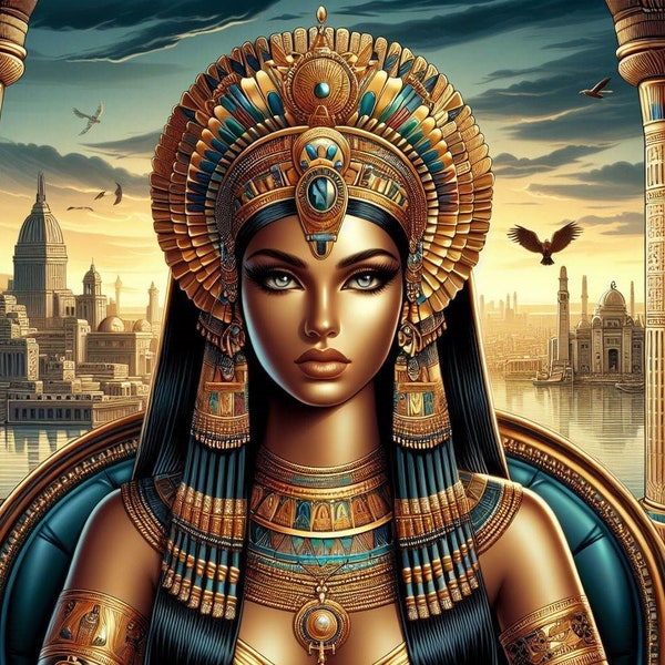 Kleopatra Königin von Ägypten Kreuzstichmuster, PDF-Sofort-Download, vollständige Abdeckung, antike Geschichte Alexandria X-Stichmuster