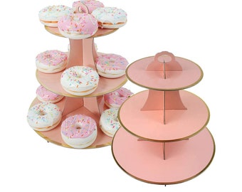 Gifbera 3 Tiers Cardboard Cupcake Stand Tower Birthday Wedding Party Dessert Display Holder 