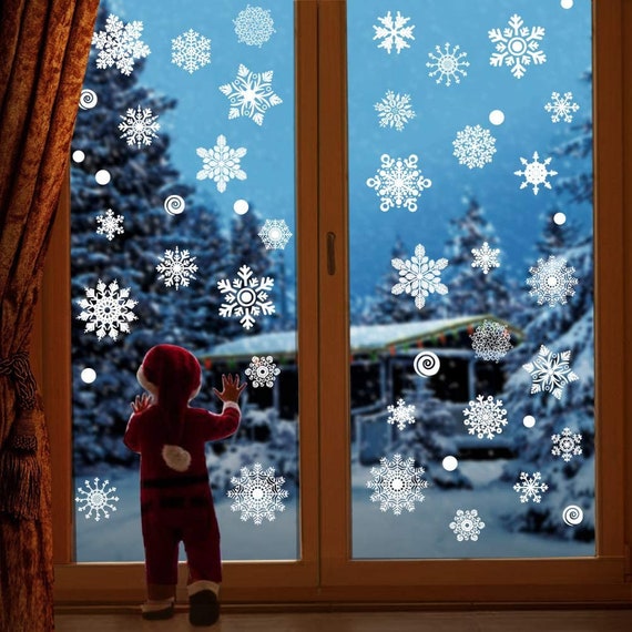 234 PCS Snowflake Window Stickers Clings Decor White Christmas | Etsy