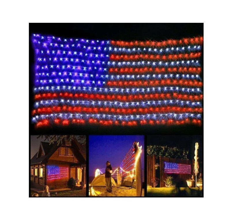 American Advanced Flag String Lights 390 Led Flag Net Light Etsy