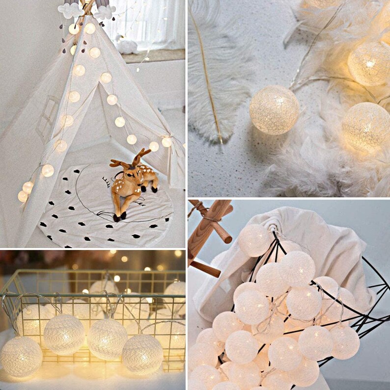 2Pack Cotton Balls Fairy Lights 6.8Ft 10 LEDs Christmas Tree Etsy
