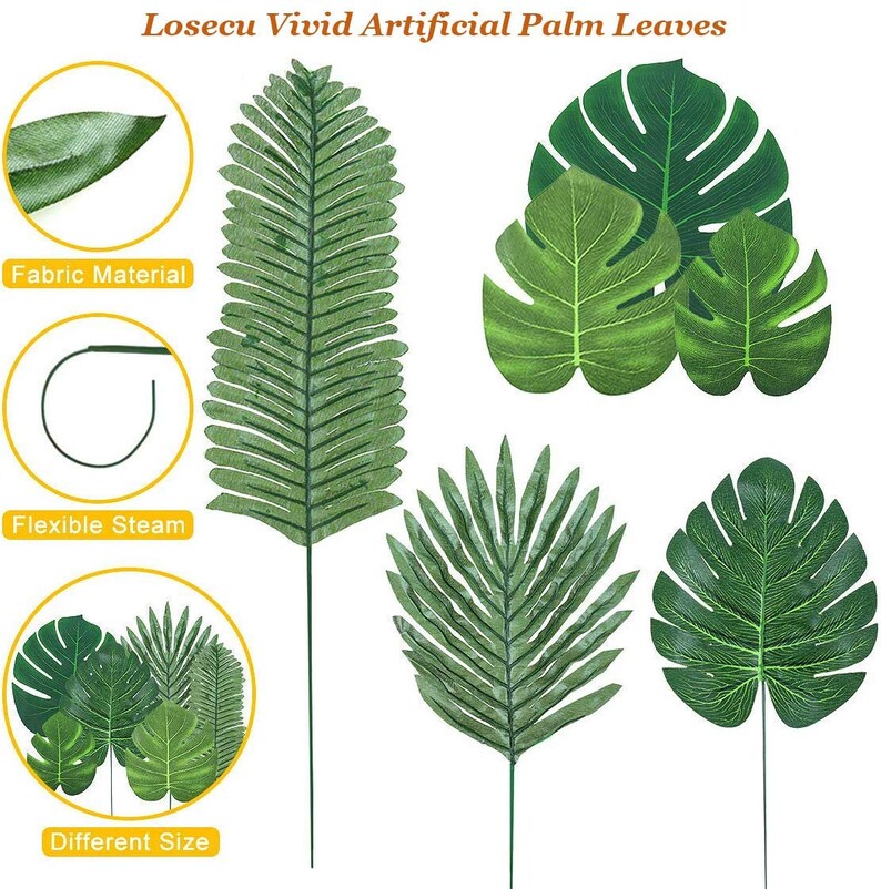 60pcs Artificial Tropical Palm Leaves Faux Monstera Leaf Etsy