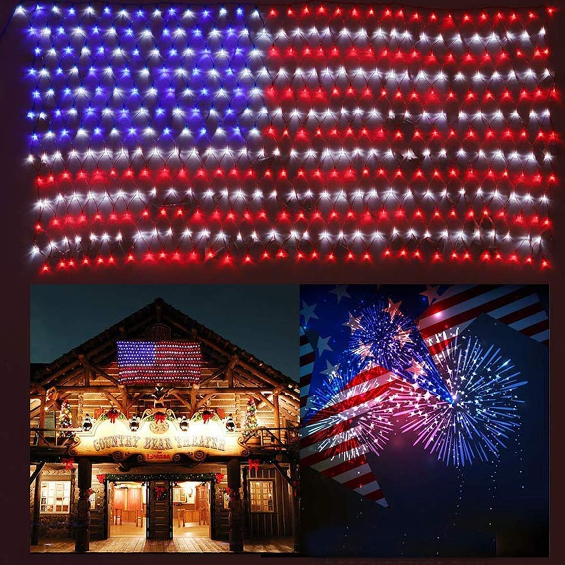 American Advanced Flag String Lights 390 Led Flag Net Light Etsy