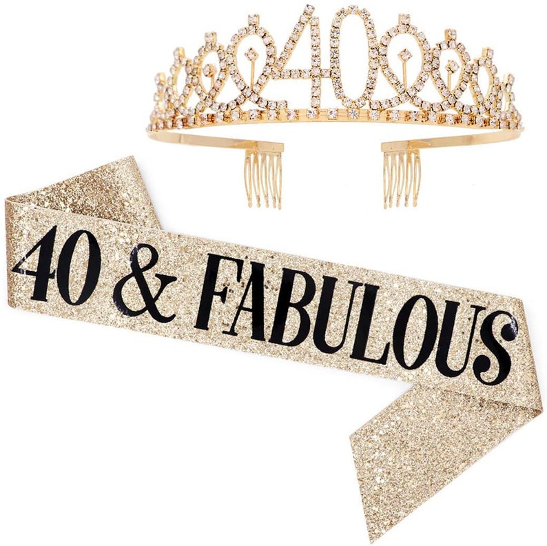 Download Party Supplies Paper Party Supplies 40th Crystal Tiara 40 And Fabulous Birthday Sash Gold Rhinestone Crown Fourty Birthday Party Supplies Favors Women Bday Ideas Gift For Her