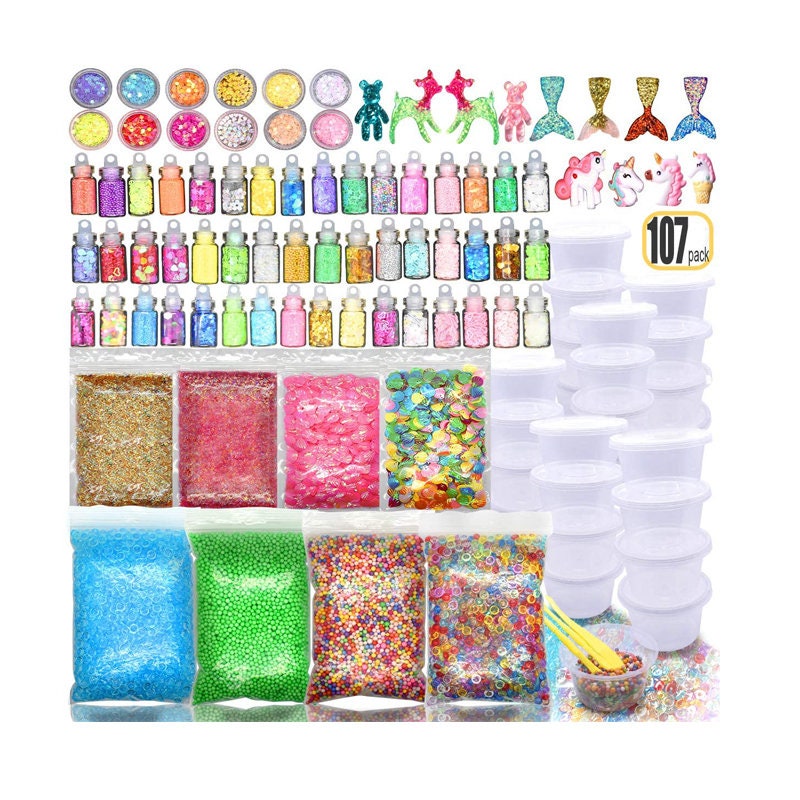 107pcs Slime DIY Supplies Kit Add Ins Slime Extras Clear Jars Etsy