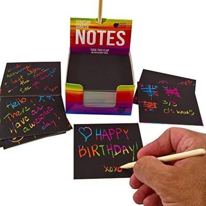 150 Sheets Scratch Art Box Rainbow Mini Notes includes 2 Etsy
