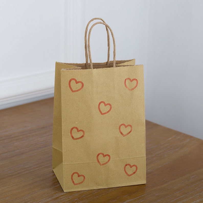 25 Small Brown Paper Gift Bags with Handles for Party Bulk