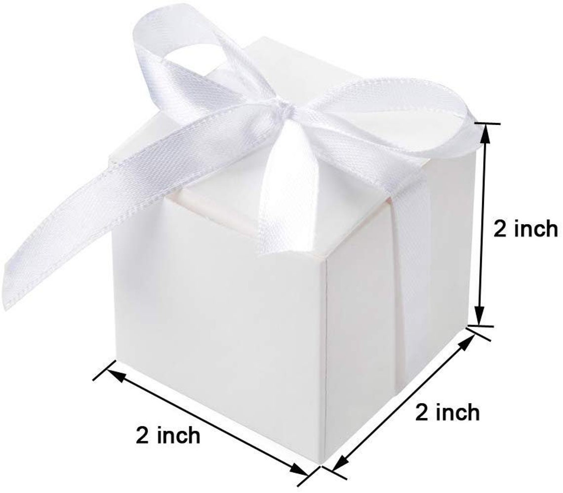 50pcs White Mini Gift Boxes Custom Small Cube Treat Box Candy Etsy