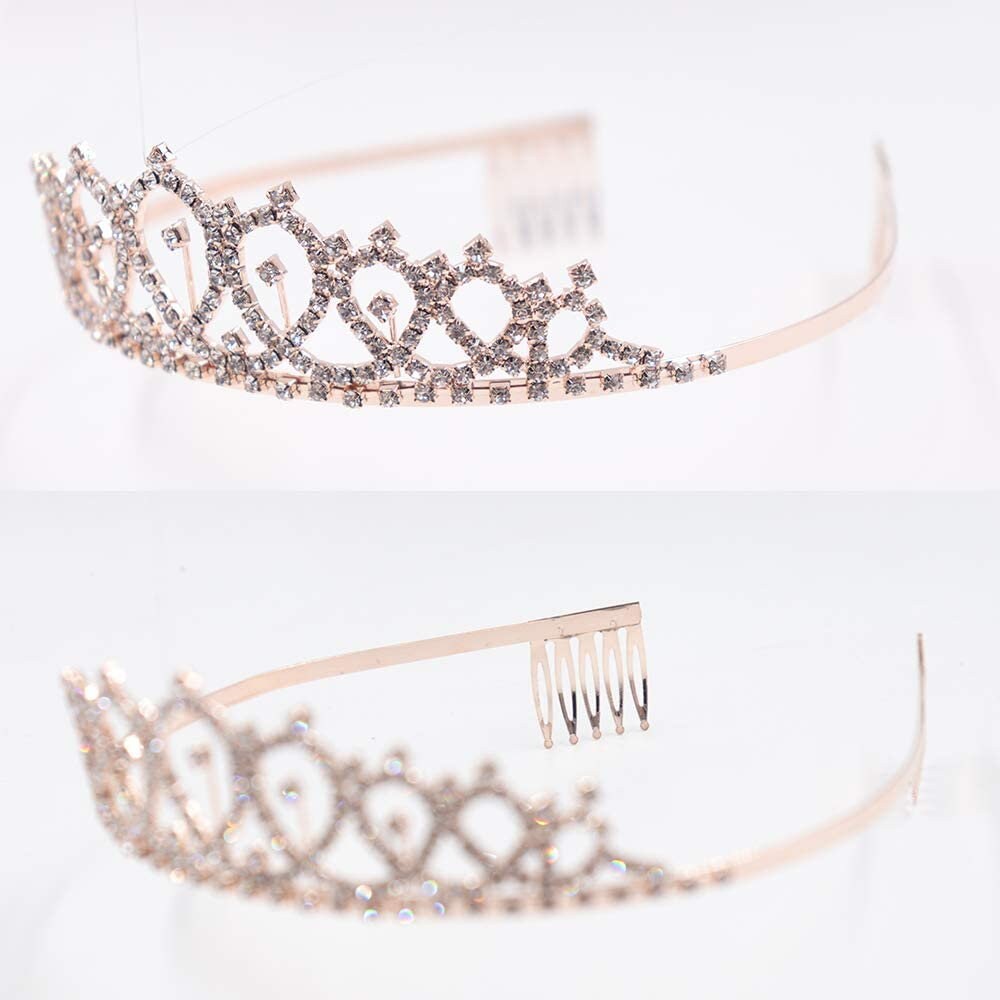 Rose Gold Crystal Tiara Crown Birthday Girl Sash Women Bday | Etsy