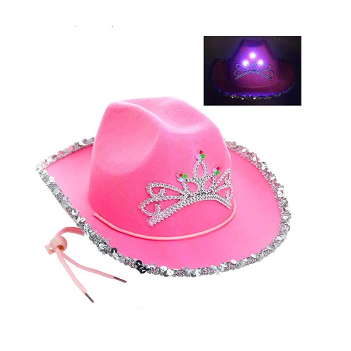 Princess Cowgirl Hat Pink Light up Cowboy Hats Blinking Tiara | Etsy