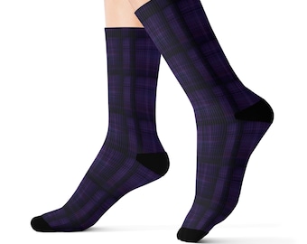Stylish Purple Tartan Plaid Socks, Soft Lightweight Socks, striped socks, Dress socks for men, Scottish Heritage Gift for men