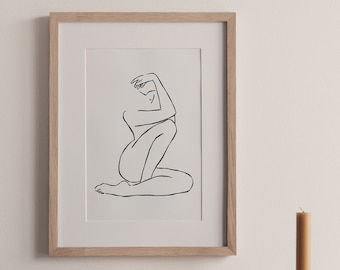 Woman Form Line Art Print | Modern Art, Instant Download Digital | Minimal Neutral Feminine Black and white