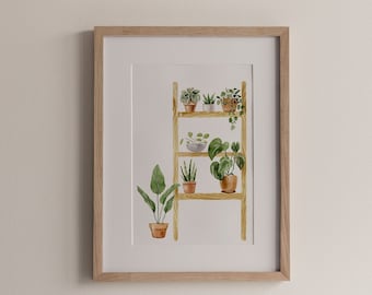 Casa Pianta Arte Stampa / Botanica Arte Moderna / Soggiorno Wall Art / Minimal Plant Lover Regalo