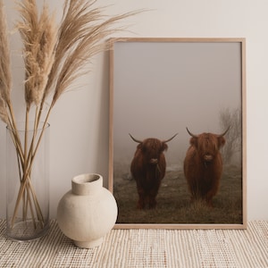 Highland Cow Art Print | Printable Wall Art, Dinning Room Décor, Kitchen, Farmhouse Decor | Minimal