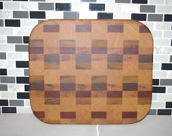 Walnoot, eiken, padauk snijplank met dikke kop
