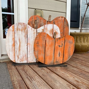 Orange Pallet Wood Pumpkins! Rustic Fall Porch Decor. Outdoor & Indoor. Eco-friendly. Sustainable reclaimed wood. Weather-sealed.
