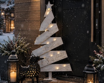 Pallet Wood Wrapped Christmas Trees! Rustic Winter Porch Decor, Farmhouse Christmas Tree, Holiday Decor, Wood Trees, Christmas.