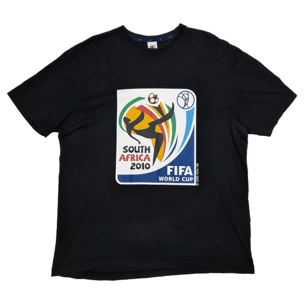 FIFA WORLD CUP South Africa 2010 Big Center Graphic Black Color Official T-Shirt Adult Extra Large Fit