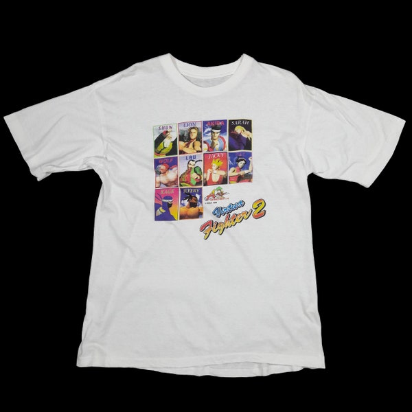 Vintage 90's SEGA Game VIRTUA FIGHTER 2 Dated 1994 R&D #2 Front Graphic White Color Staff T-Shirt Adult Small to Medium Fit