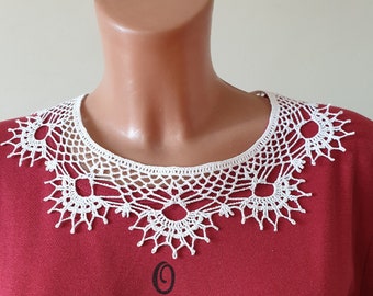 crochet collar, lace crochet collar, crochet collar for woman, handmade crochet collar, white cotton crochet collar, crochet necklace