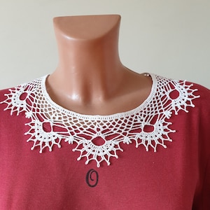 collar de crochet, collar de crochet de encaje, collar de crochet para mujer, collar de crochet hecho a mano, collar de crochet de algodón blanco, collar de crochet