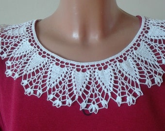 Handmade White Cotton Crochet Collar