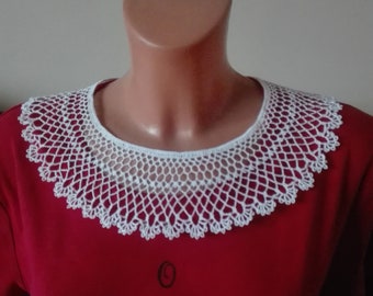 Handmade Detachable Collar: White Cotton Lace Neck Accessory