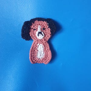 crochet dog applique, crochet applique, brown dog applique, pets animal applique, crochet animal applique, cardmaking, handmade