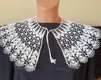 detachable crochet collar, lace crochet collar, crochet collar for woman, handmade crochet collar, white cotton crochet collar
