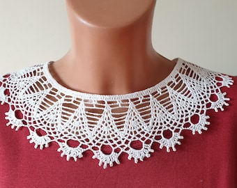 Detachable Collar, Handmade Crochet Cotton Lace Collar