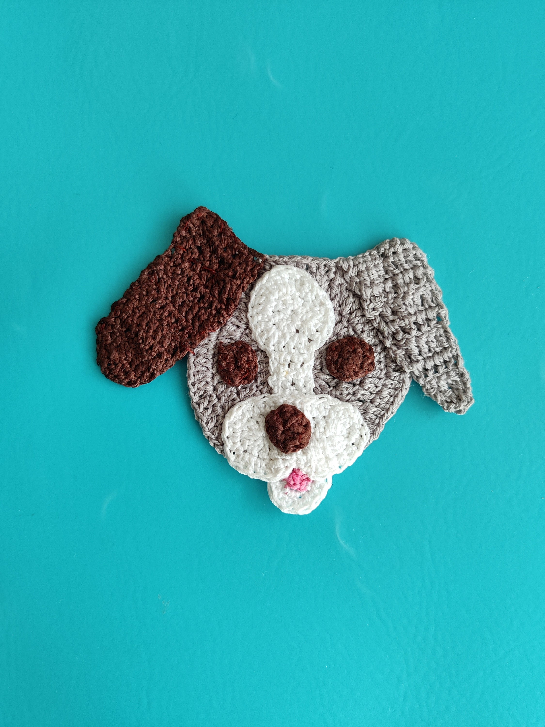 Crochet Applique Crochet Dog Applique Dog Head Applique Etsy UK