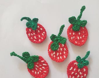 Strawberry Appliques: Red Berry Set of 5
