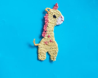 crochet applique, crochet giraffe applique, crochet animal applique, cardmaking, scrapbooking, appliques, handmade, sew on patches
