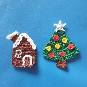 Christmas décor applique, crochet Christmas tree, crochet winter décor applique, embellishments, sewing,  Christmas motifs